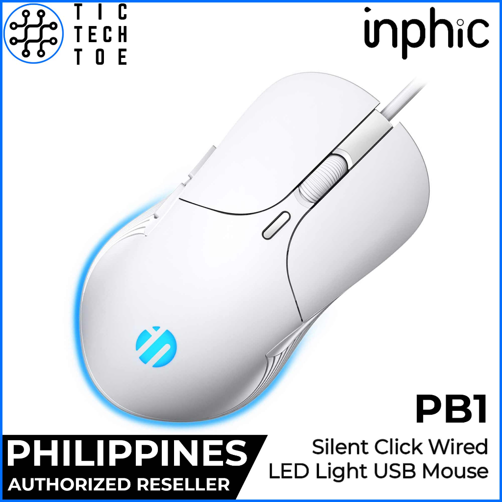 Inphic PB1 Wired USB LED Light Silent Click Ergonomic Gaming Office ...