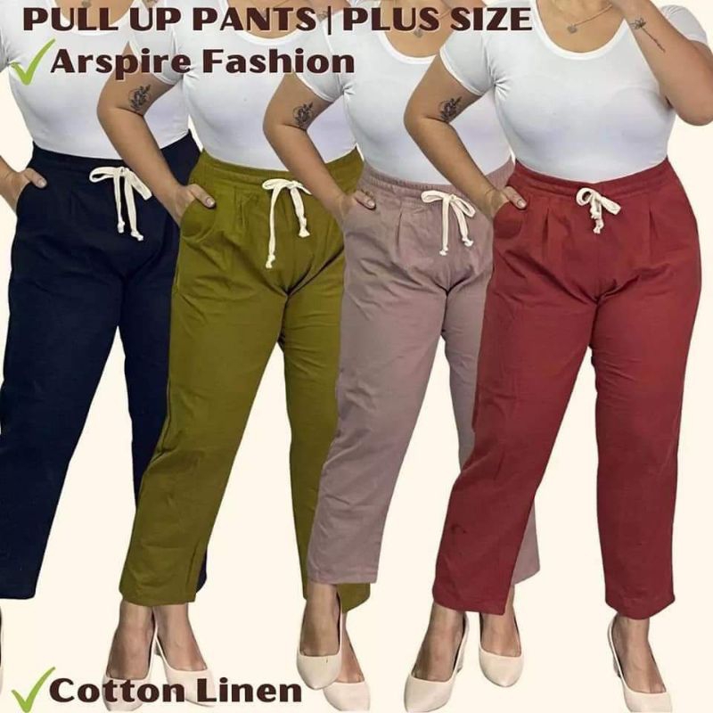 PLUS SIZE COTTON LINEN DRAW STRING PANTS XL-XXL | Shopee Philippines