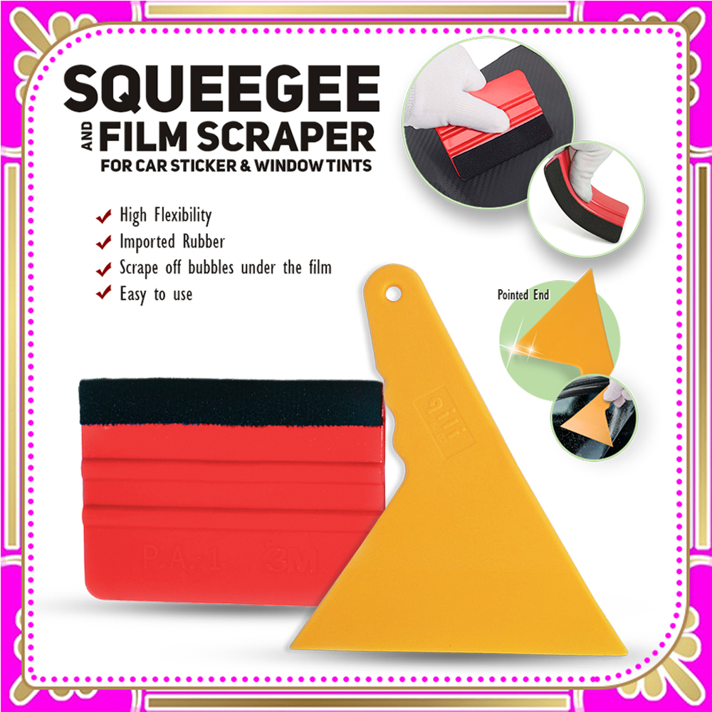 Squeegee and Triangular Film Scraper for Car Sticker Decal Application