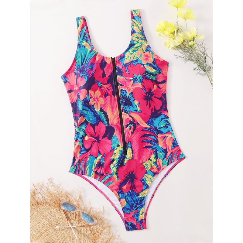 One Piece Plus Size Swimsuit Zipper Front | Shopee Philippines