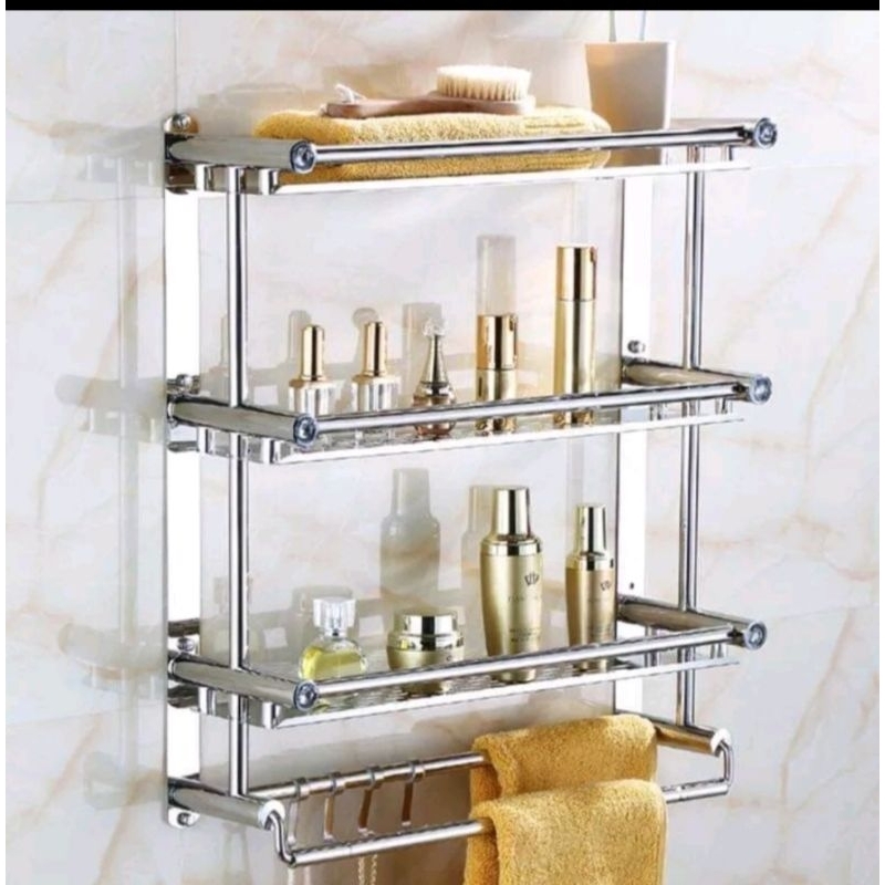 1,2,3 Layer Stainless Steel Bathroom Rack Organizer | Shopee Philippines