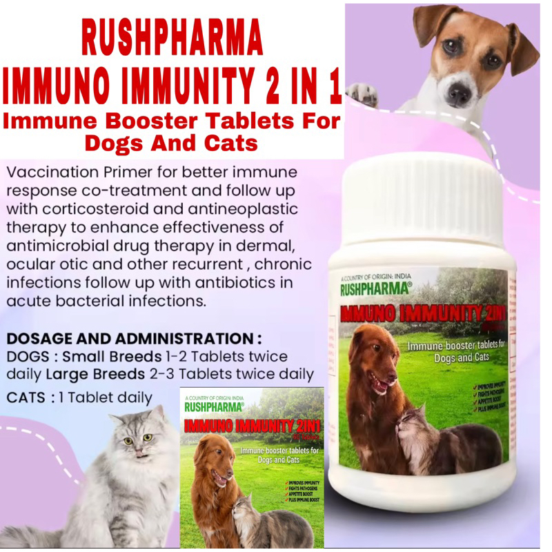 Rushpharma Immuno Immunity 60 Tabs For Dogs And Cats | Shopee Philippines