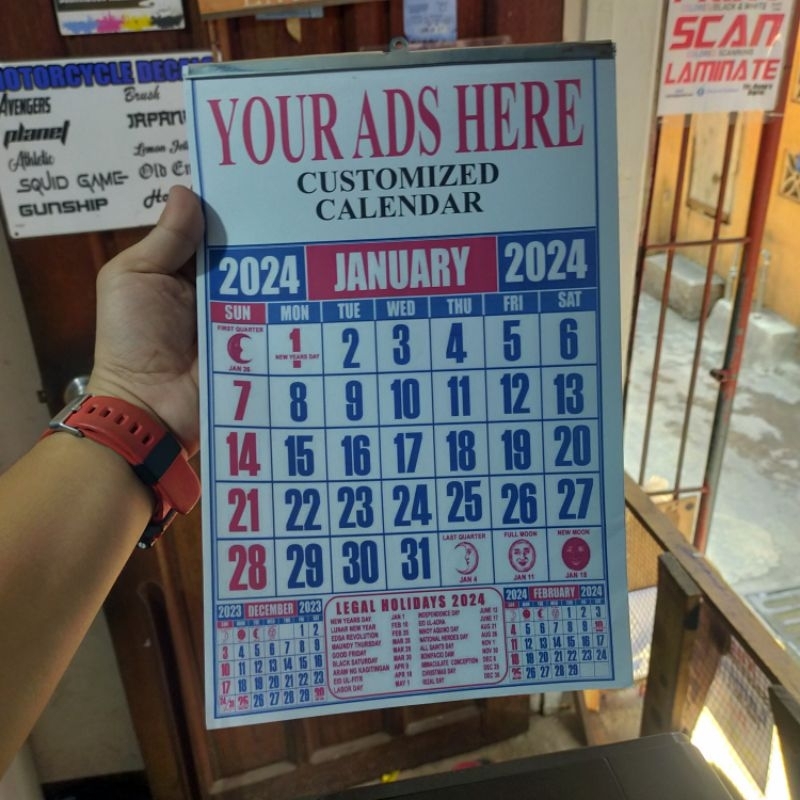 PERSONALIZED 2024 COMMERCIAL CALENDAR Shopee Philippines