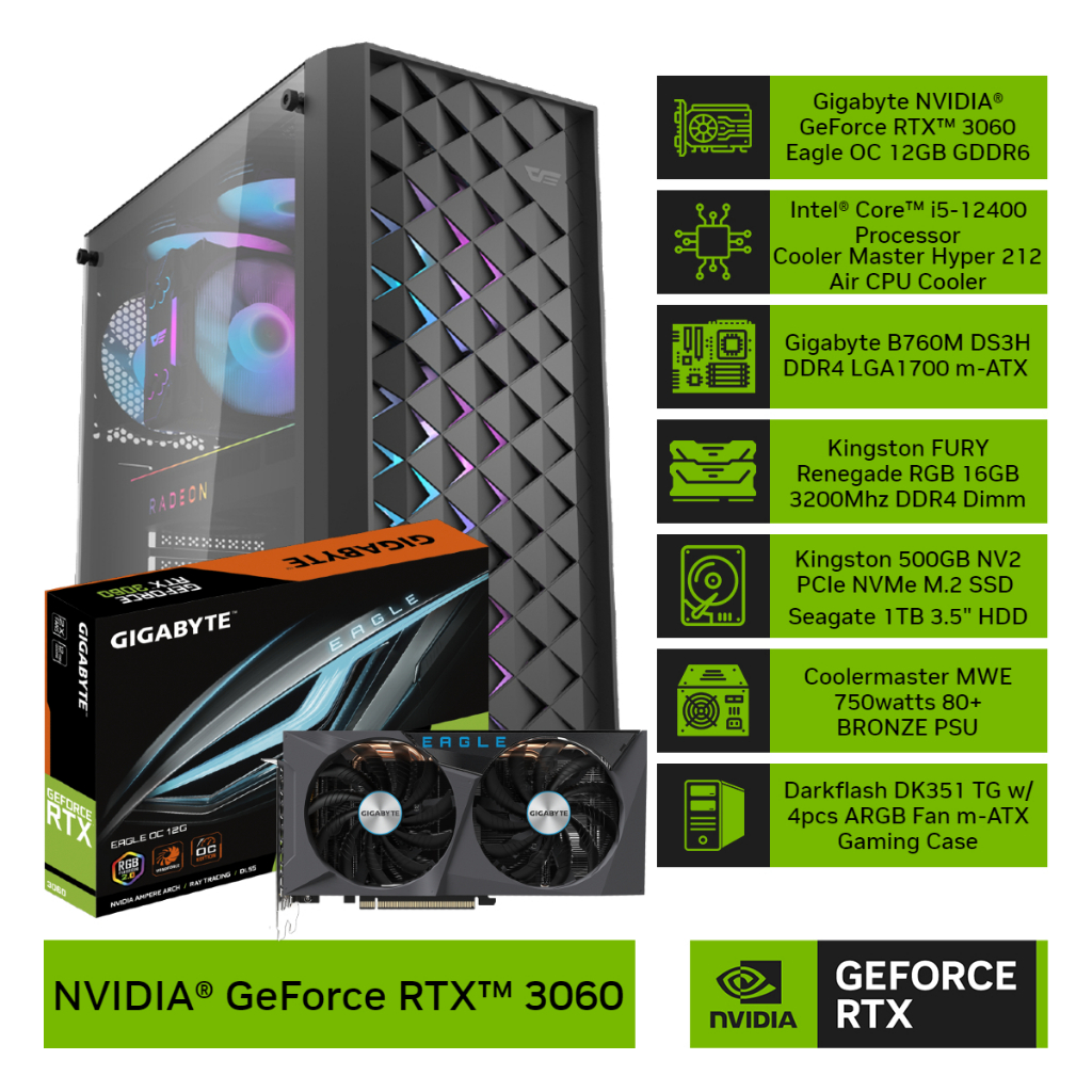 NVIDIA® GeForce® Gaming PC: NVIDIA® GeForce® RTX 3060 Eagle OC with ...