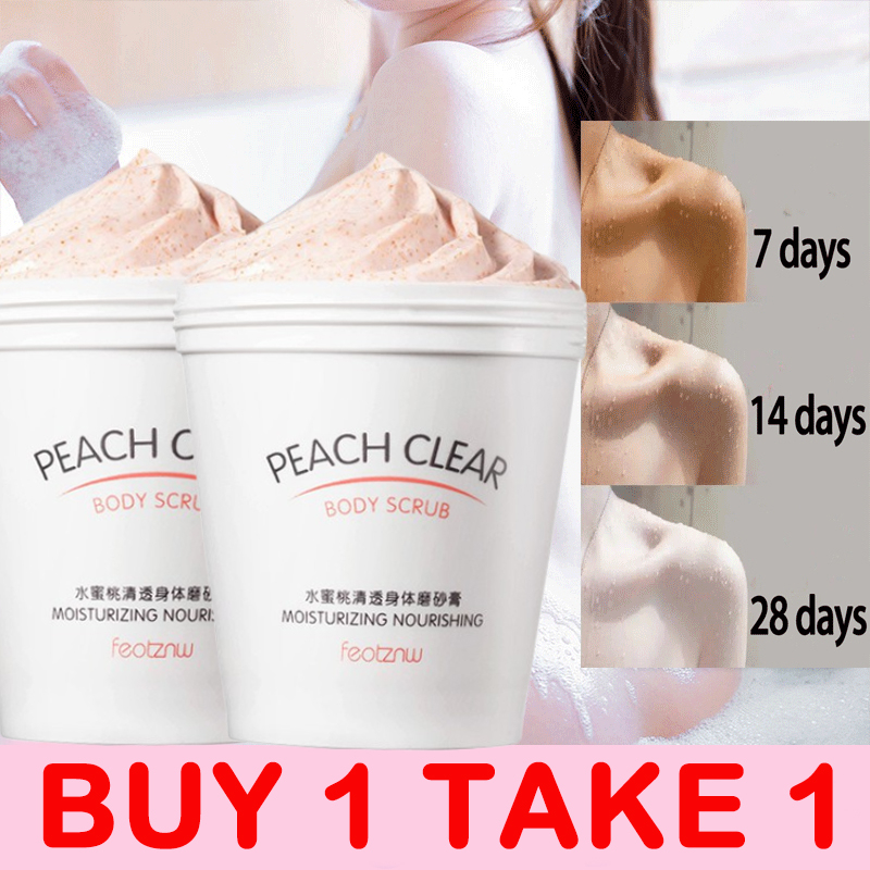 PEACH CLEAR Whitening Exfoliator & Moisturizing Body Scrub Cream Smooth
