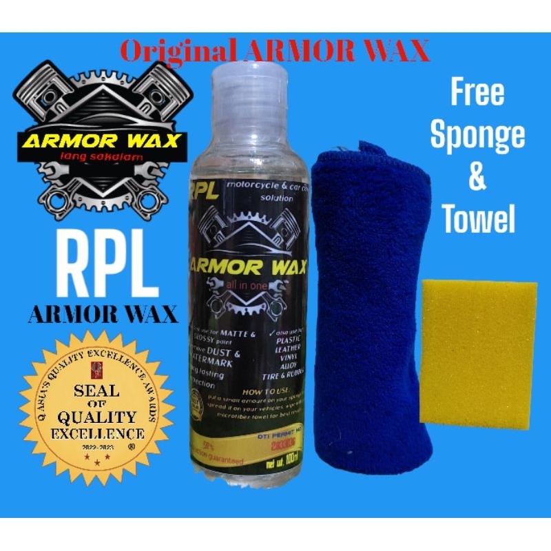 ARMOR WAX coat with sponge and microfiber towel(100ml) | Shopee Philippines