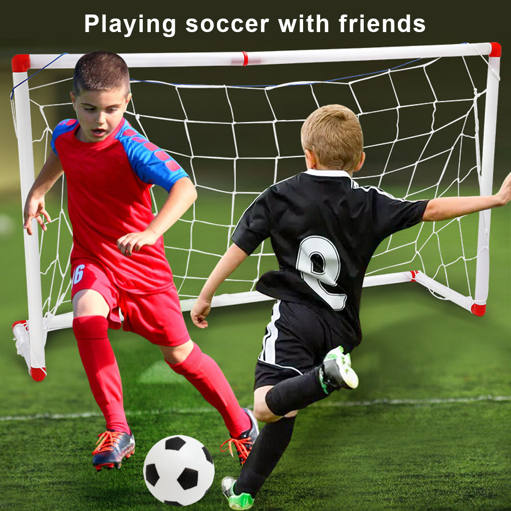 Portable Indoor Folding Football Soccer Ball Goal Post Net Set Pump Kids  Sport Outdoor Home Game Toy