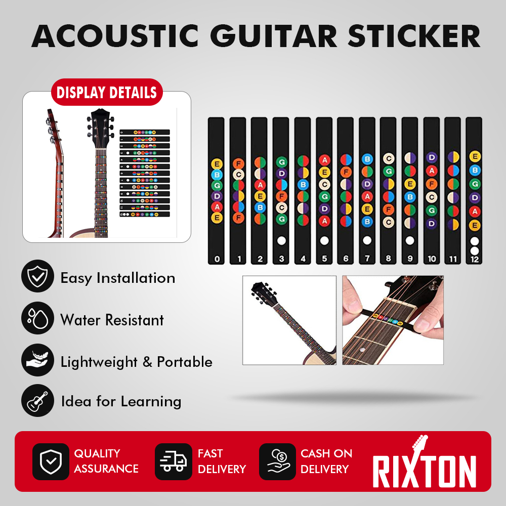 RIXTON Sticker for 6 String Acoustic/Electric Guitar Fretboard Notes ...