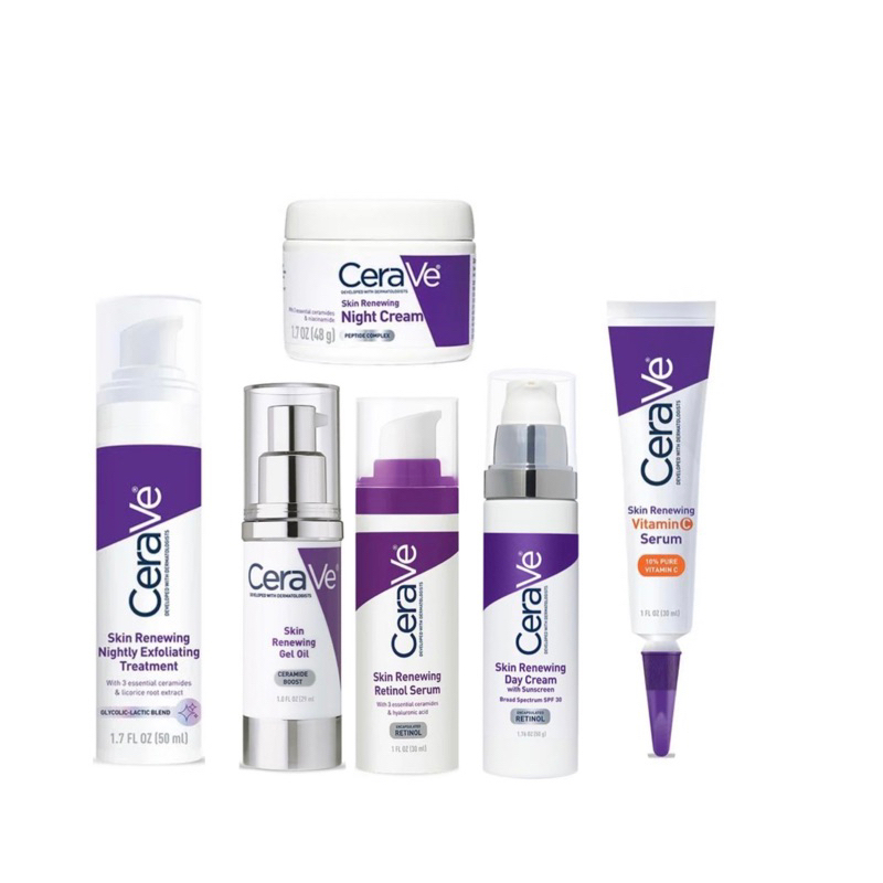 Cerave Skin Renewing Gel Oil, Retinol/Vitamin C Serum, Nightly