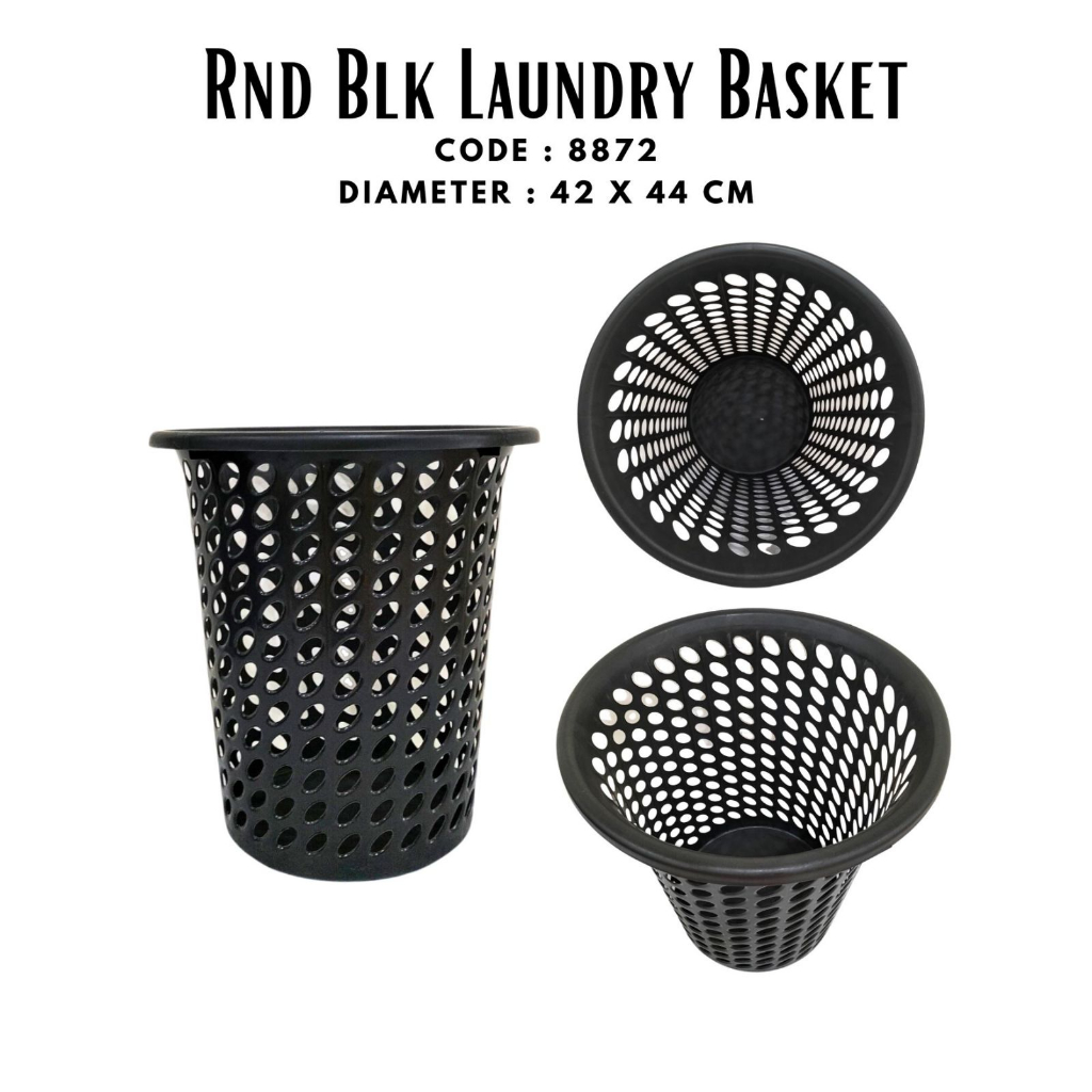 (IN STOCK) 8872RND BLK LAUNDRY BASKET/ LAUNDRY BASKET/ LAUNDRY TOOLS