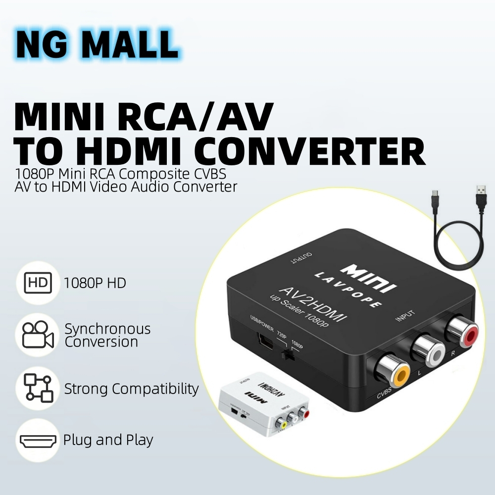 NG MALL RCA To HDMI 1080P Mini RCA Composite CVBS AV to HDMI Video