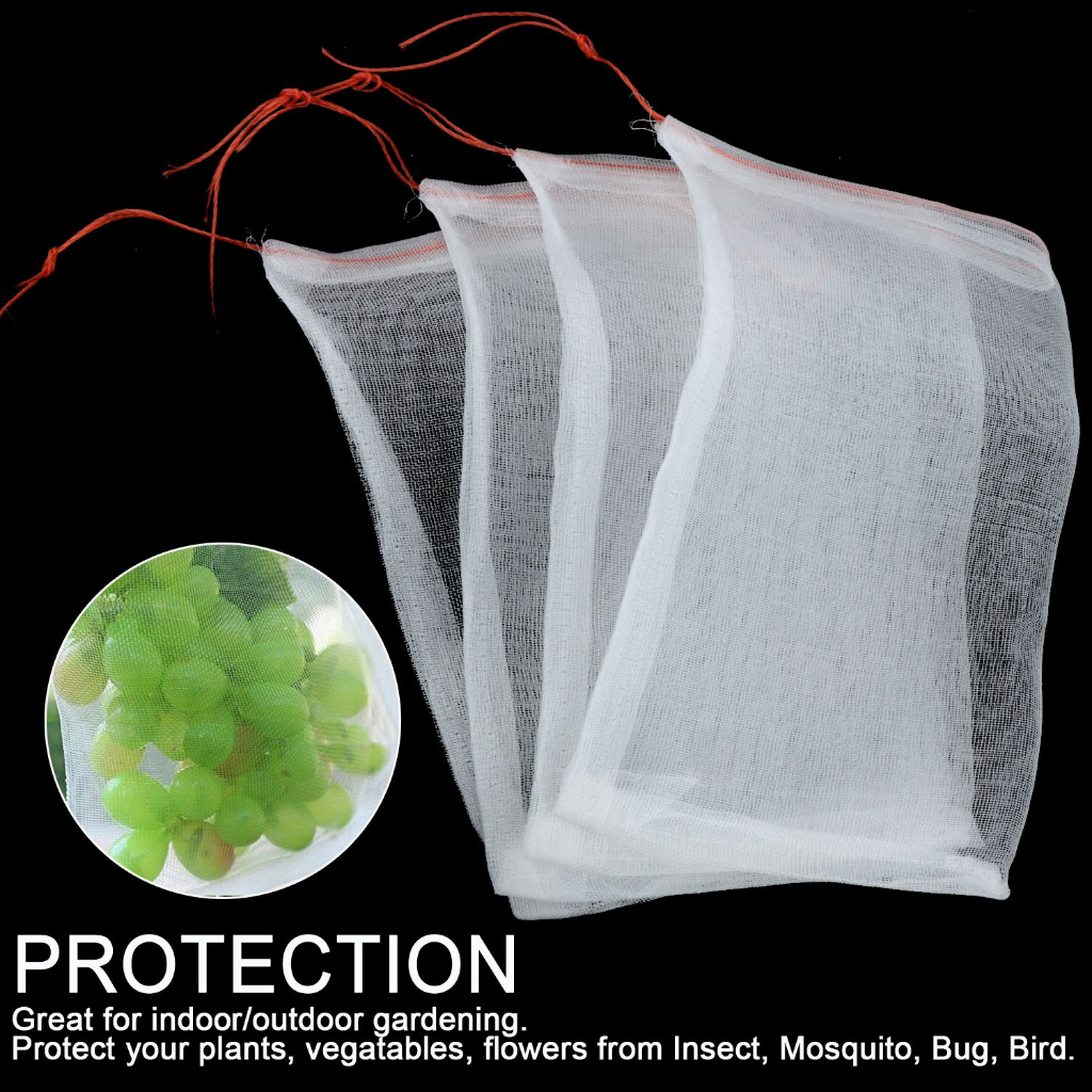 Drawstring Fruit and Vegetable Net Protection Mesh Bag for Pest and ...