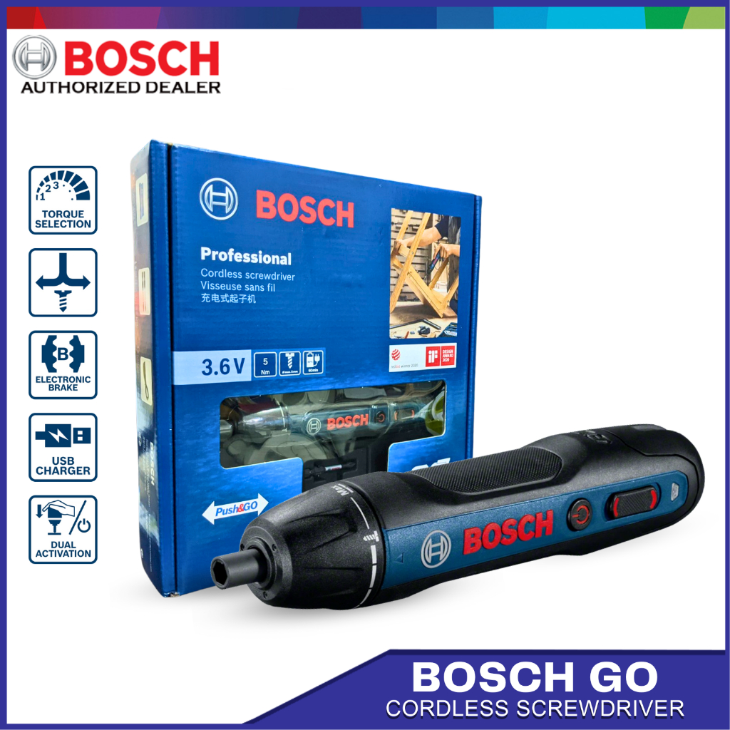 Bosch GO Screwdriver 3.6V HDCORDLESS Power Tool 06019H21L1 Shopee