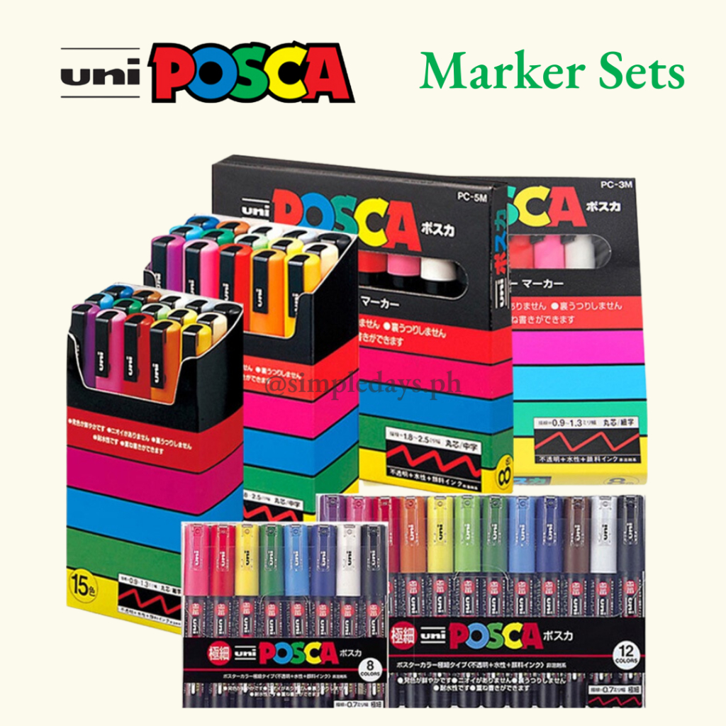 [On Hand] Uni Posca Paint Markers Set of 8 / 12 /15 Colors PC1M PC3M