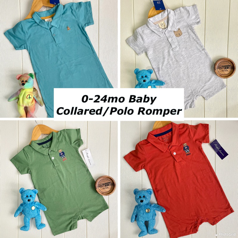 Baby Polo Collar Romper – Orange main image 0