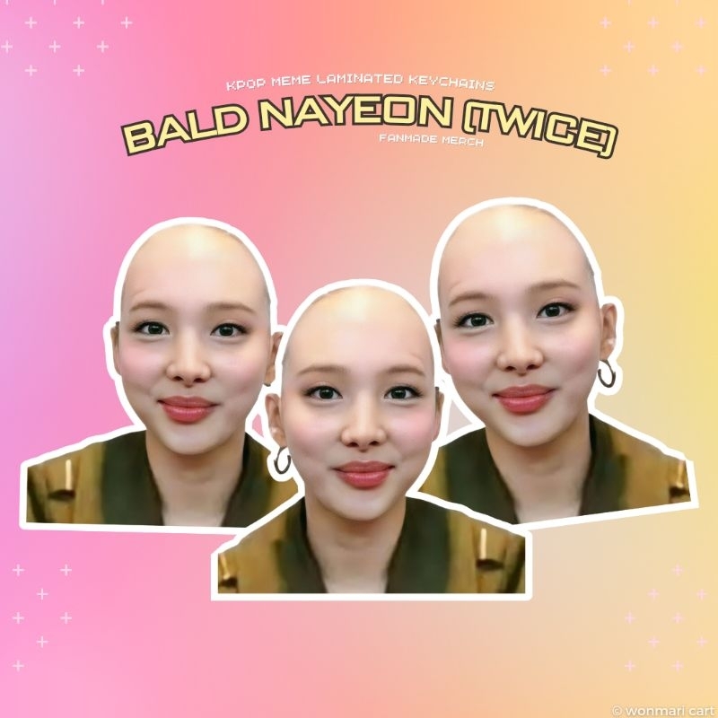 TWICE Nayeon 'BALD' Meme Laminated Photo Keychains back-to-back ...