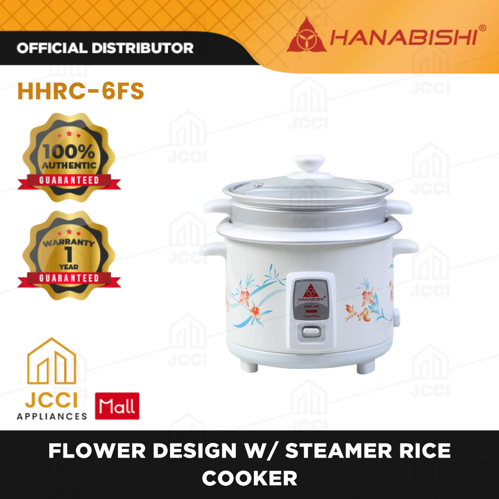 Hanabishi Flower Design With Steamer Rice Cooker 1 Original with 1 Year