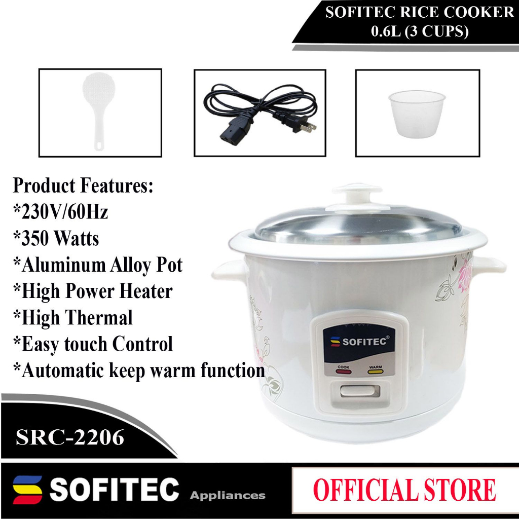 SOFITEC RICE COOKER (without STEAMER) 0.6Liters/1.0Liters/1.5Liters/1