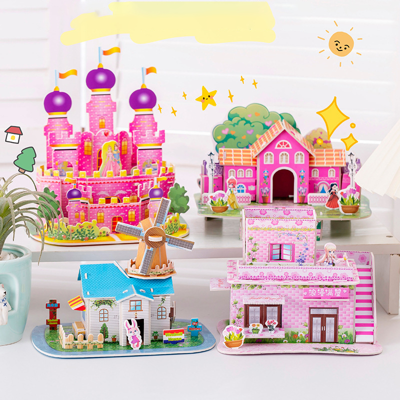 Diy 3D puzzle For Kids Education Toys manual assembly model house ...