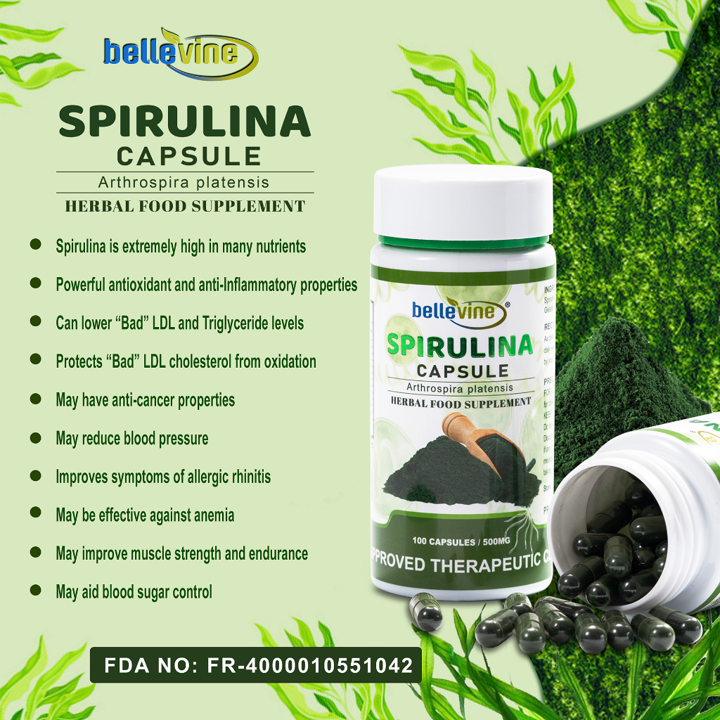 Authentic Natural Herbs Spirulina Capsules 100's Shopee Philippines