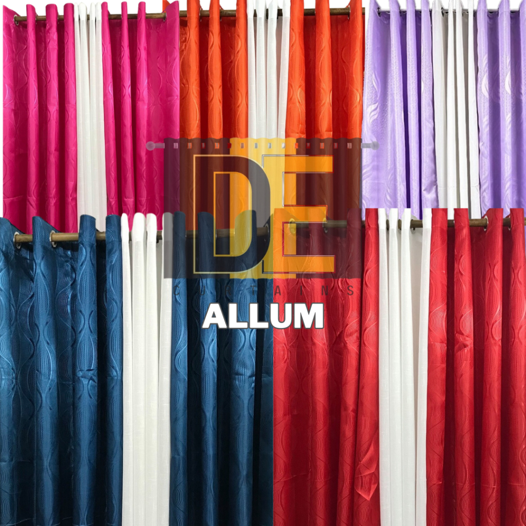 DE 3 in 1 Set Ring Curtains Allum Design (Jacquard Fabric) Shopee