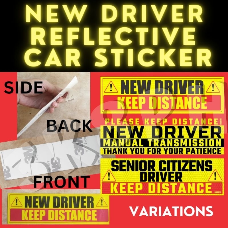 NEW DRIVER REFLECTIVE MAGNETIC CAR STICKER | RECTANGULAR REFLECTIVE ...