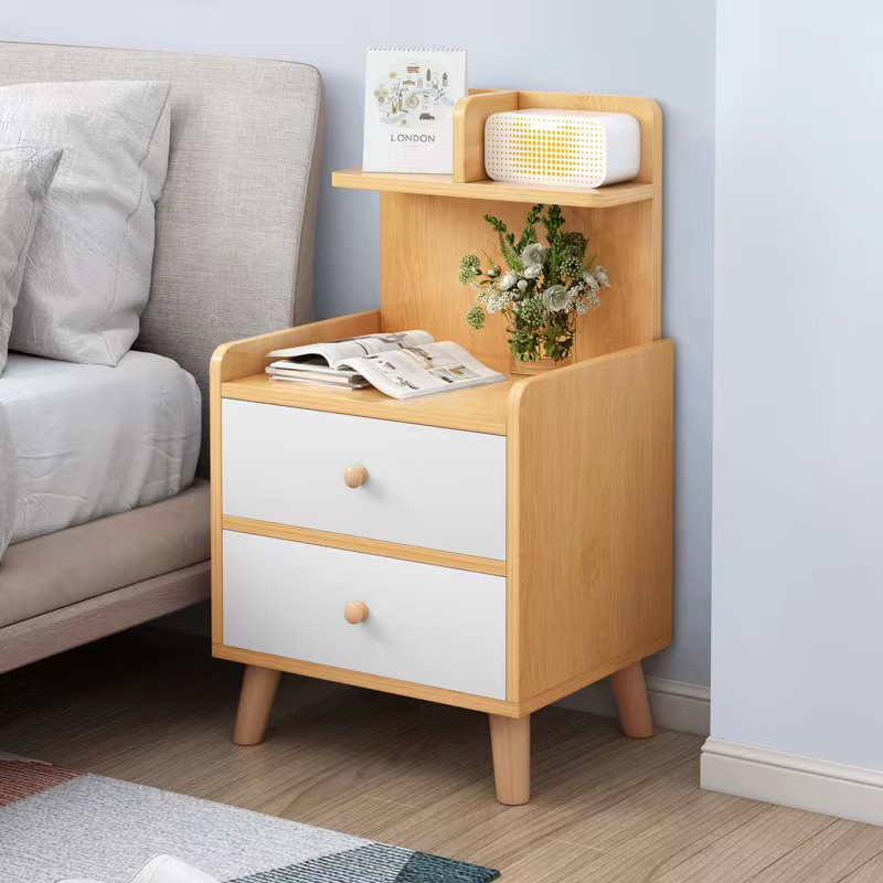 Scandinavian modern bedside table side table storage cabinet wooden ...