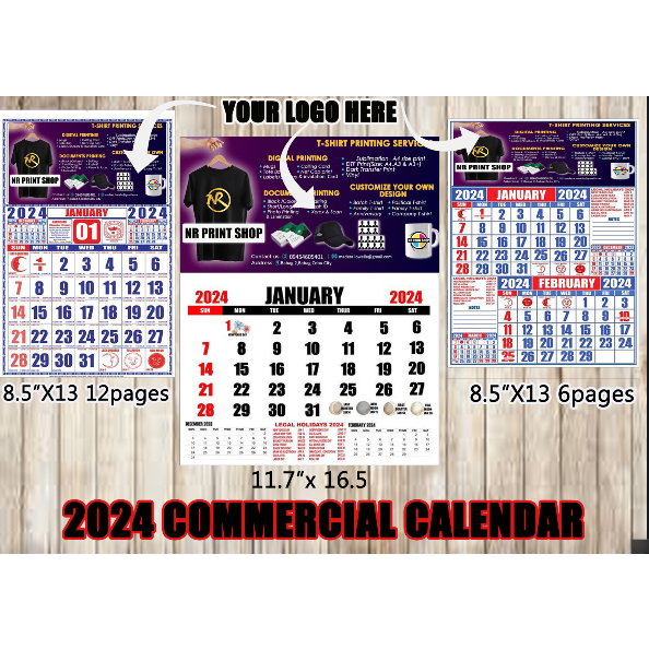 BULK ORDER 2024 COMMERCIAL CALENDAR CUSTOMIZED(50pcs set) Shopee