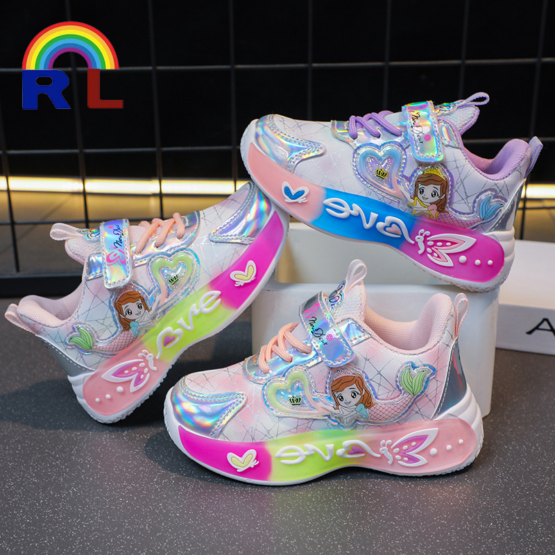 rubber shoes for kids girl cartoon LED kids shoes for girls light up ...