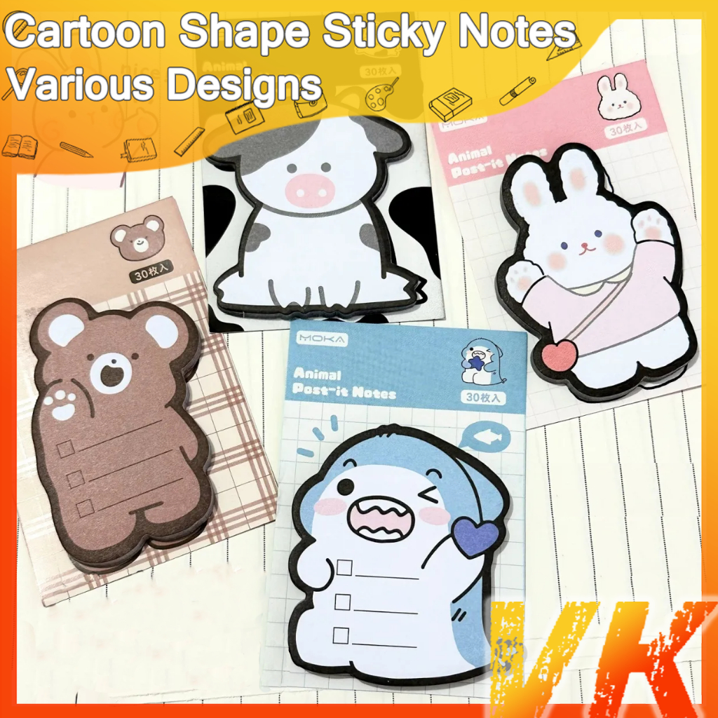 30Pcs Cute Cartoon Animal Shape Post-it Notes Can Be Sticky Ins Style ...