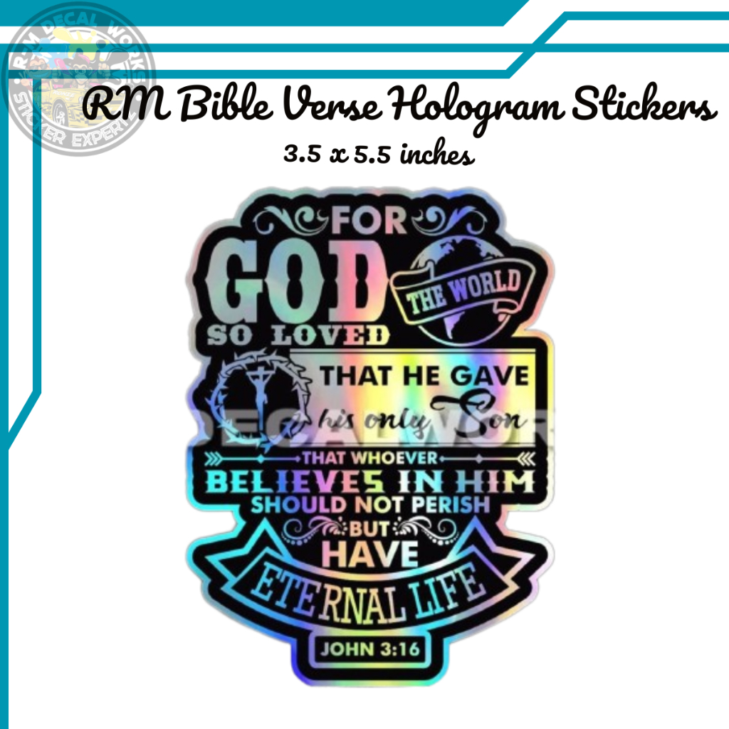 RM RELIGIOUS HOLOGRAM STICKER CAR MOTORCYCLE BIBLE VERSE DECAL