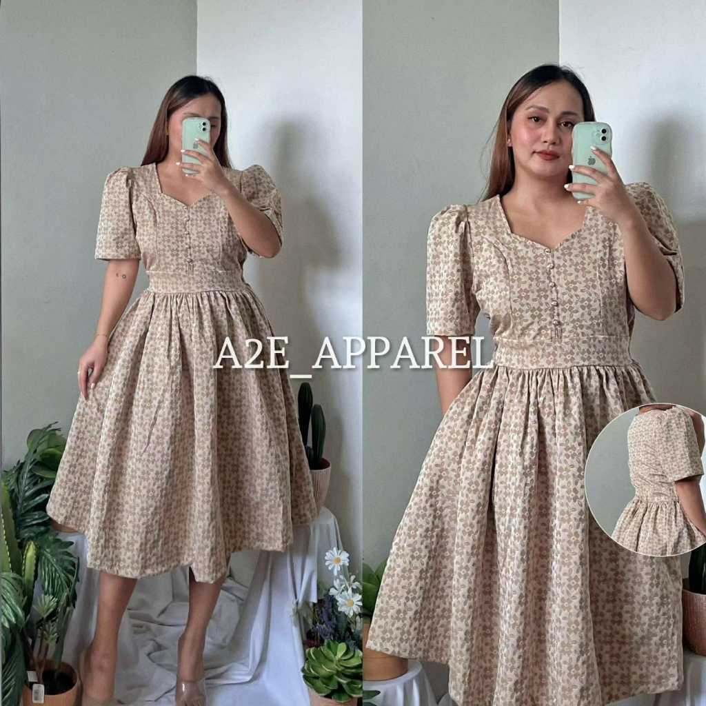 A2E | Delilah Jacquard Dress | Modern Filipiniana Puff Sleeves Dress ...