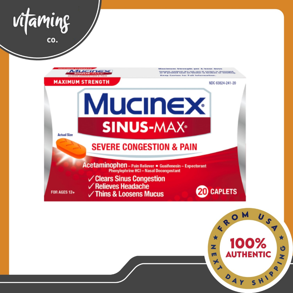 Mucinex Sinus-Max Severe Congestion &amp; Pain (20 count) | Shopee Philippines