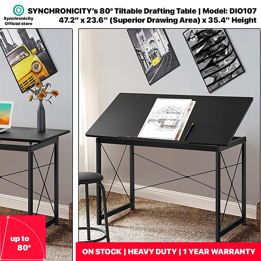 Drawing Table for Engineering or Architecture 80° Tiltable with Ledge ...