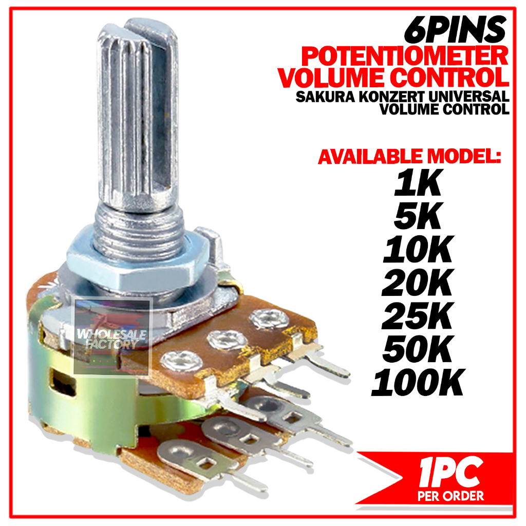 6 pins Stereo B50k / B100k Potentiometer/ Volume Control/ Variable