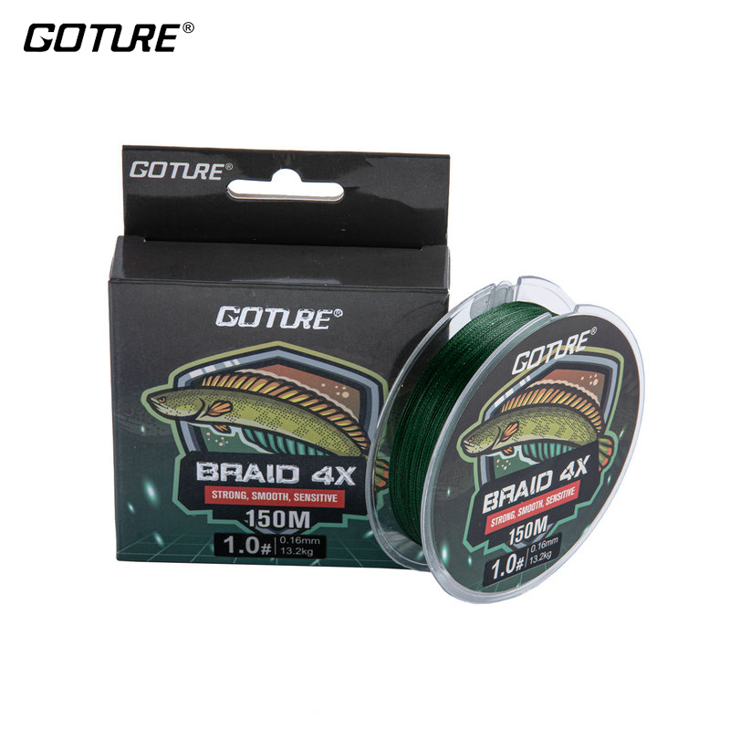 GOTURE BRAID 150m 4 Stands PE Braided Fishing Line For Freshwater And  Saltwater 12.1-49.8LB