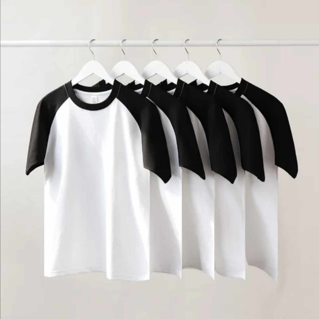 RAGLAN BLACK T-SHIRT ROUND NECK PLAIN UNISEX | Shopee Philippines