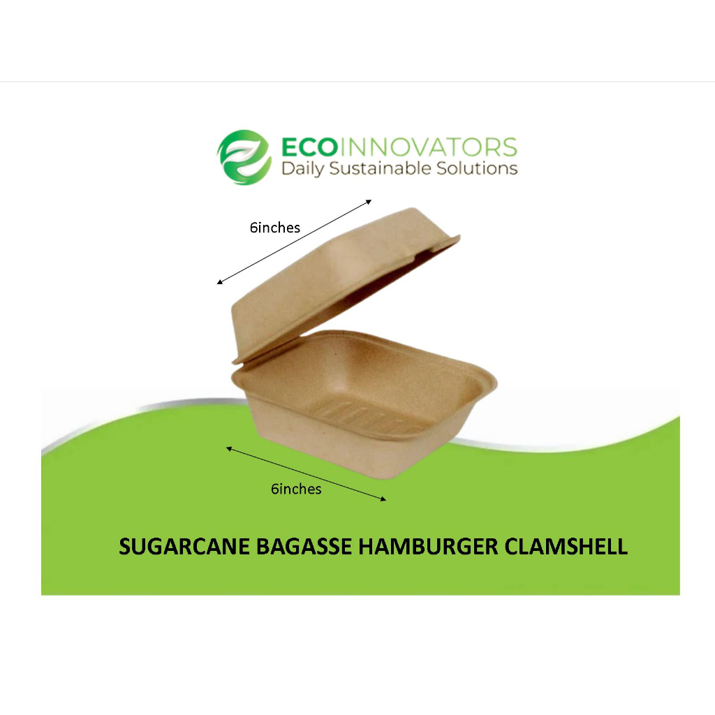 ECO Sugarcane Bagasse Hamburger Clamshell by 10s | Shopee Philippines