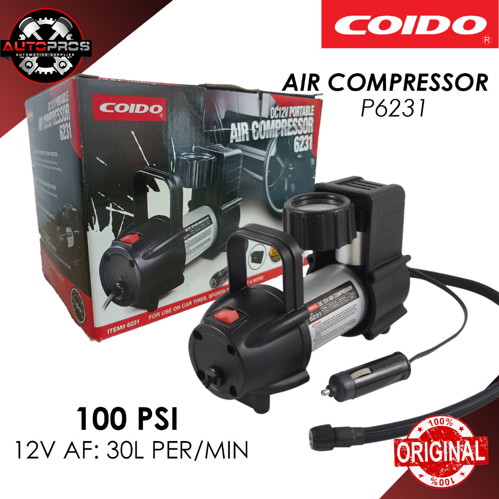 COIDO Tire Inflator 12V Portable Air Compressor PN6231 Shopee Philippines