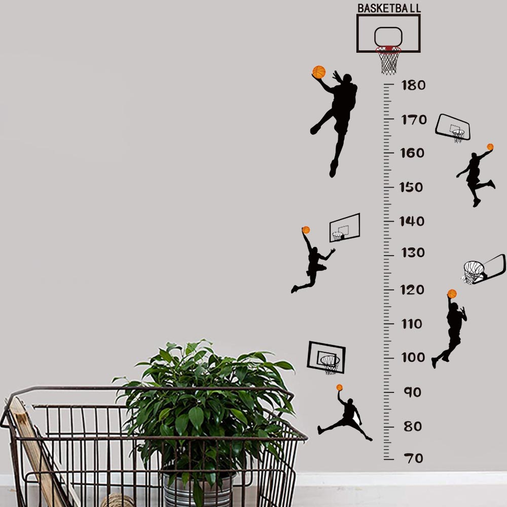 Growth Height Chart Wall Stickers Basketball Design Measure Ruler ...