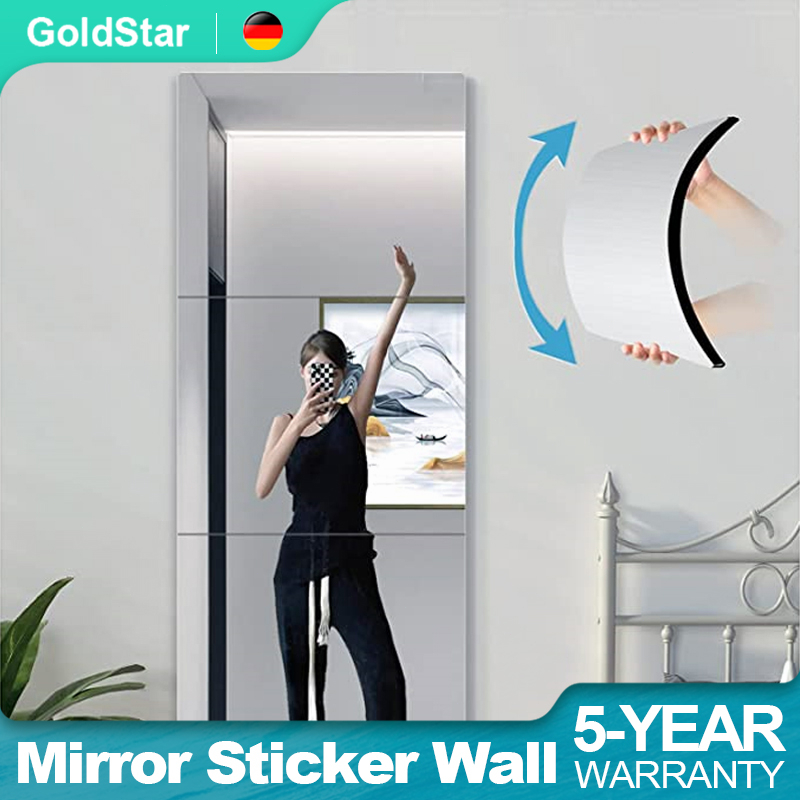 Gold Star Home DIY HD Mirror Wall Sticker Mirror Self Adhesive Mirror ...