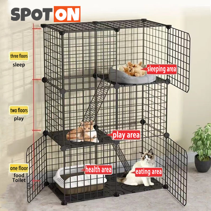 DIY 3 Tier Metal Antirust Cat Cage Stackable Cat House Cat Cage