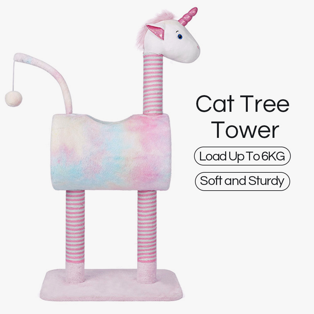 Cat Tower, Unicorn Cat Tree with Scratching Posts for Indoor Cats With