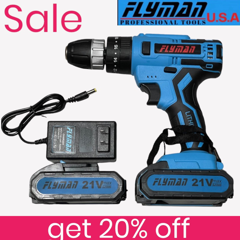 Cordless Impact Drill 21 and 48 Volts 2 Speed with Hammer Screwing