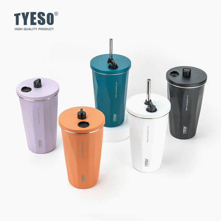 Original Tyeso Vacuum Insulated Bottle Tumbler With Straw Portable ...