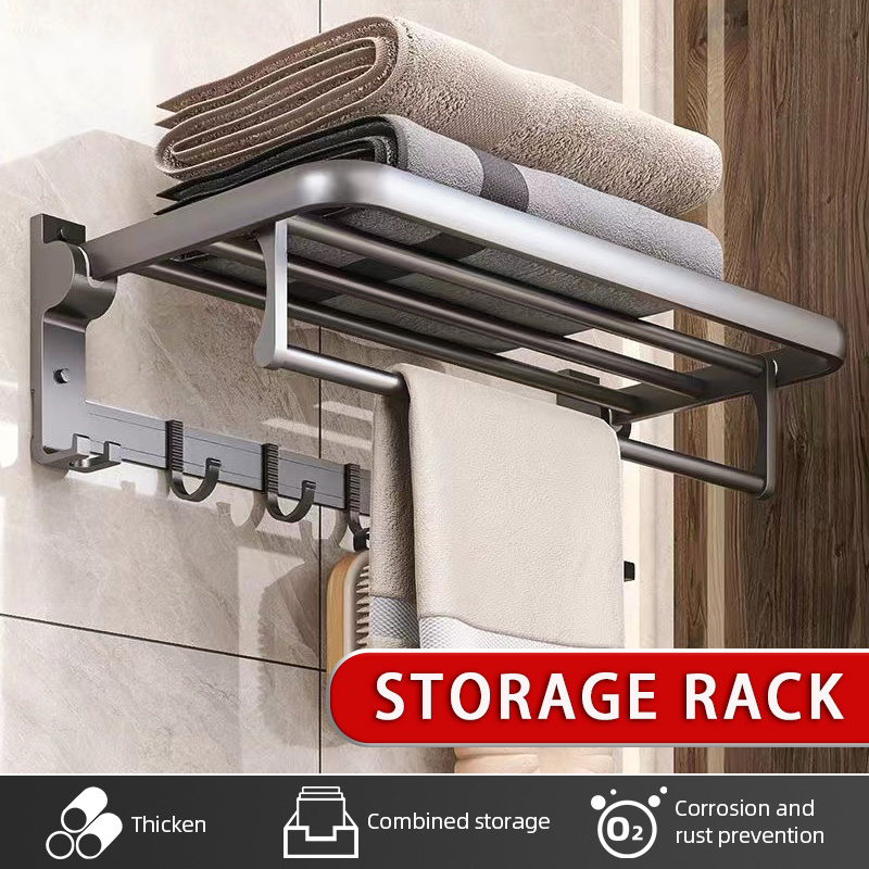 Perforation-free bathroom towel rack Hanging storage rack Kitchen ...