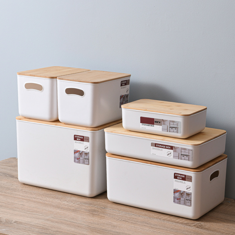 Multisize White Simple Storage Box, Bamboo Lid Storage Box Shopee Philippines