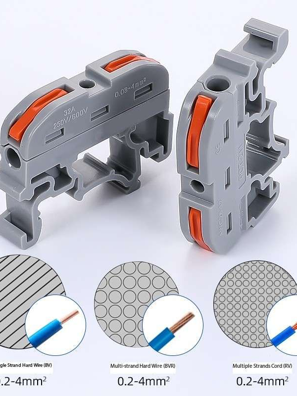 PCT 211, 222, 233 Gray Black Din Rail Fast Connection Terminal Press ...