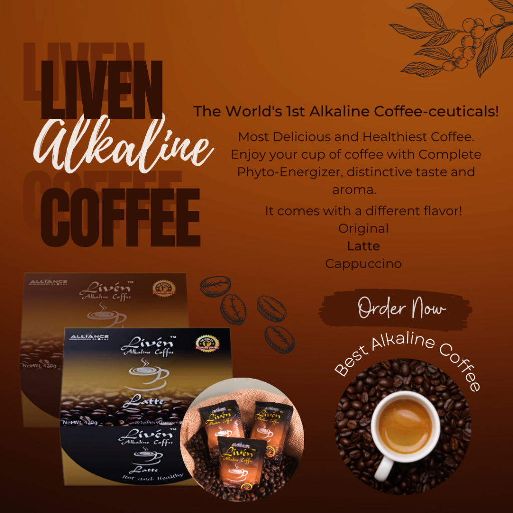 LIVEN ALKALINE COFFEE (1 BOX 20 SACHETS) Latte, Original, Cappuccino