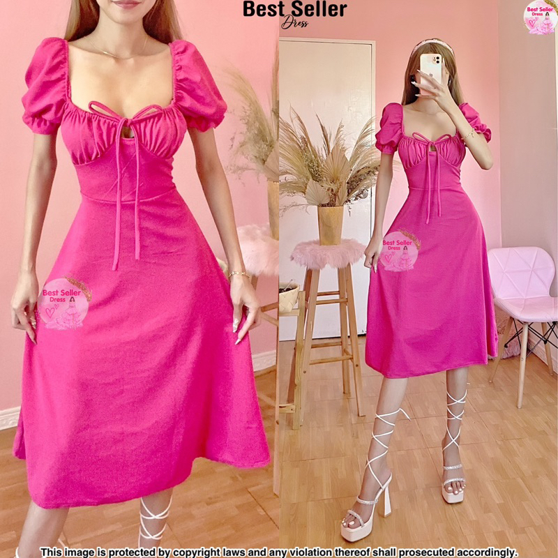 BSD BEST SELLER CHARITY PUFF SLEEVES MIDI DRESS (BEST SELLER DRESS